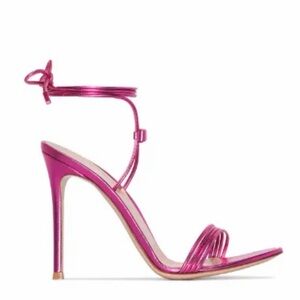 Gianvito Rossi Metallic Montecarlo fuchsia 105mm lace up sandal. Size 38 or 8